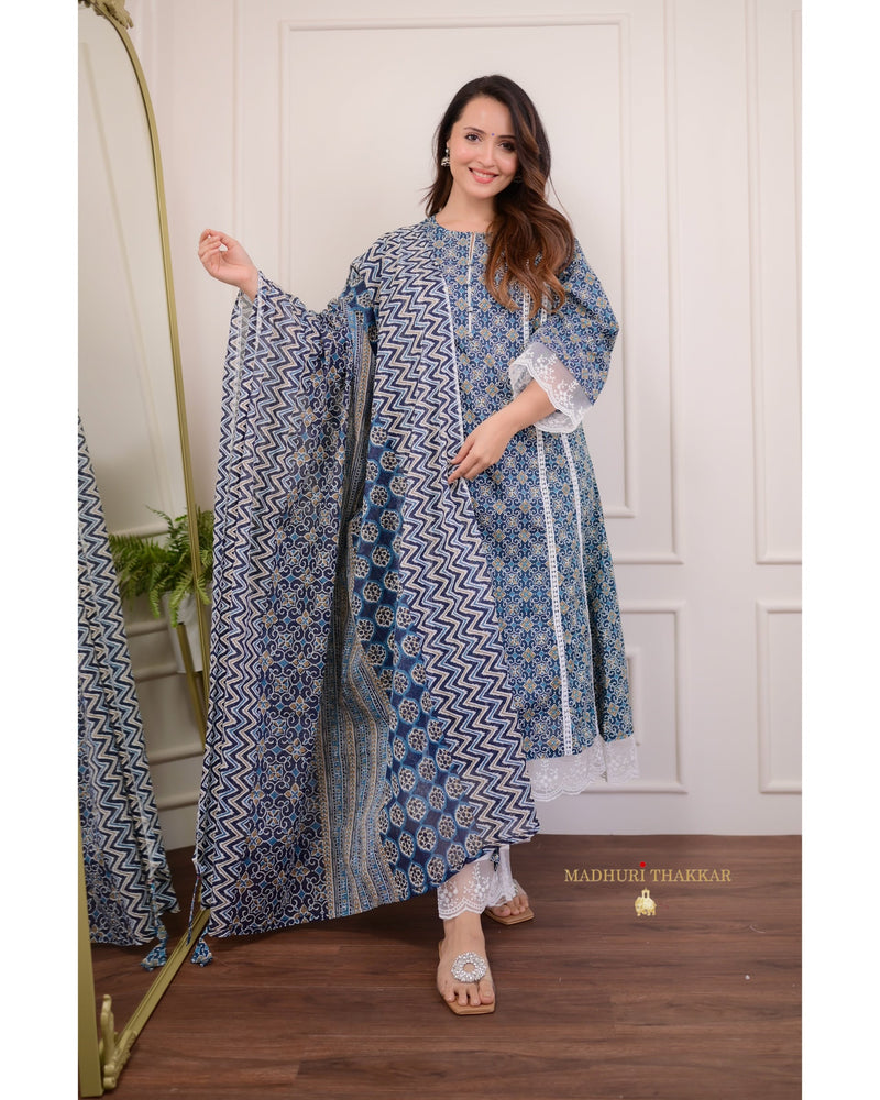 Navy Blue Aline Pakistani Suit