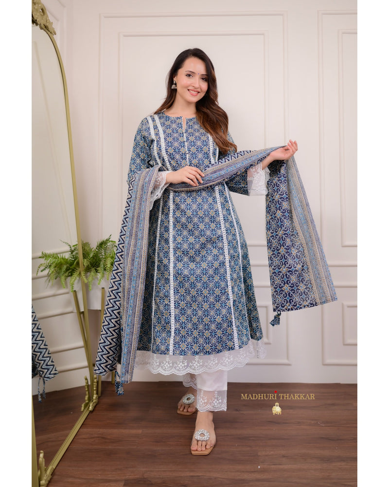 Navy Blue Aline Pakistani Suit
