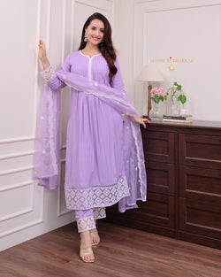 Lilac Muslin Festive Suit