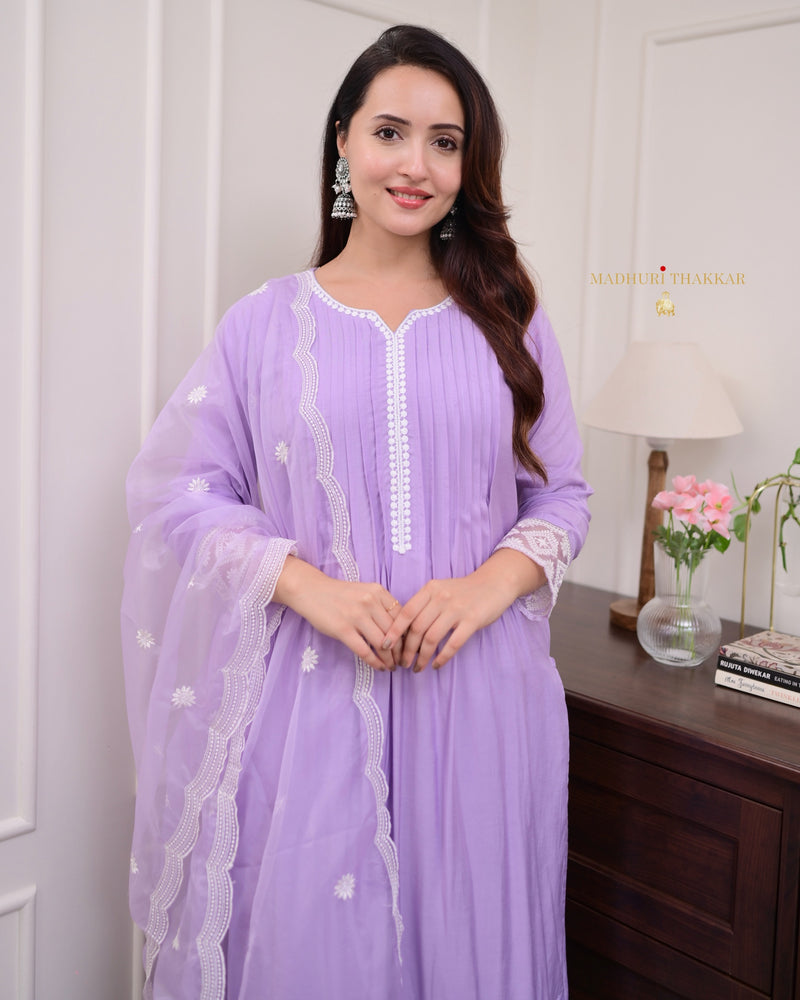 Lilac Muslin Festive Suit