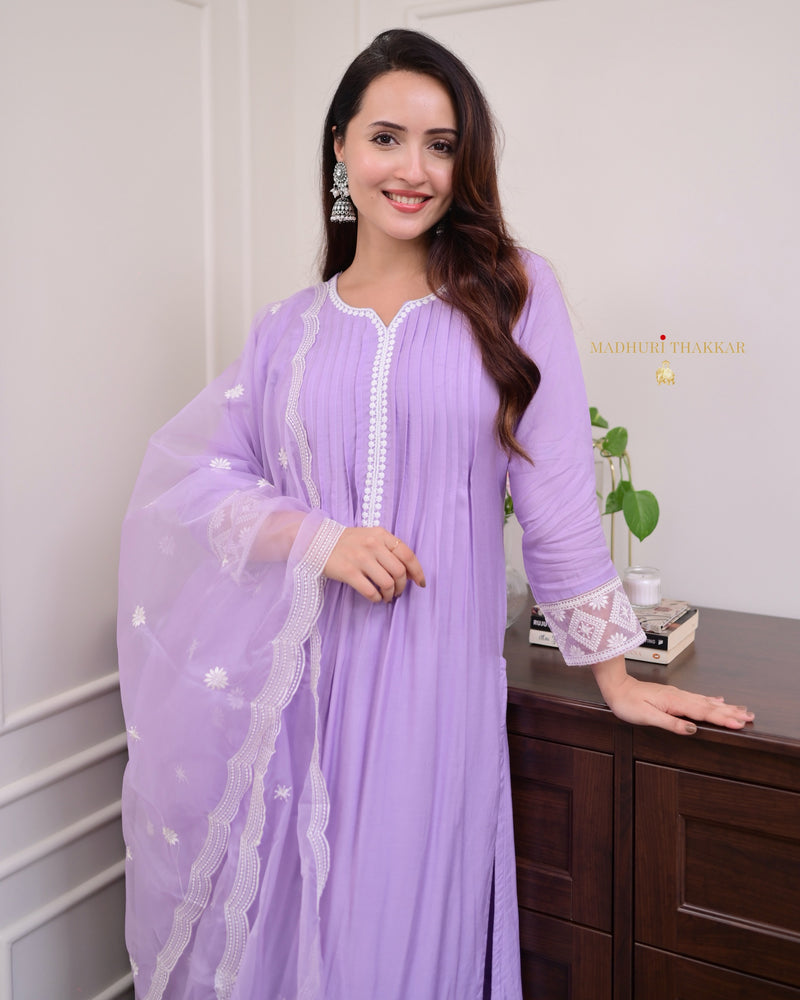 Lilac Muslin Festive Suit