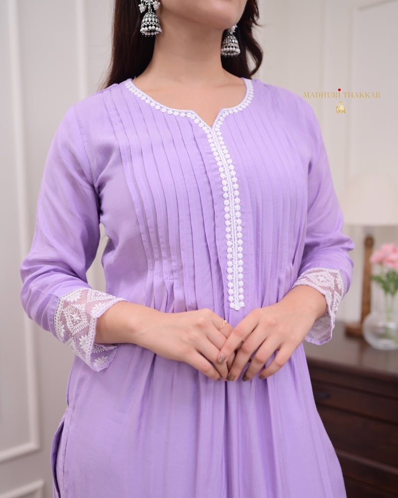 Lilac Muslin Festive Suit