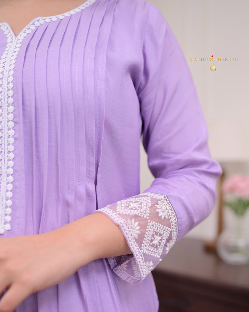 Lilac Muslin Festive Suit