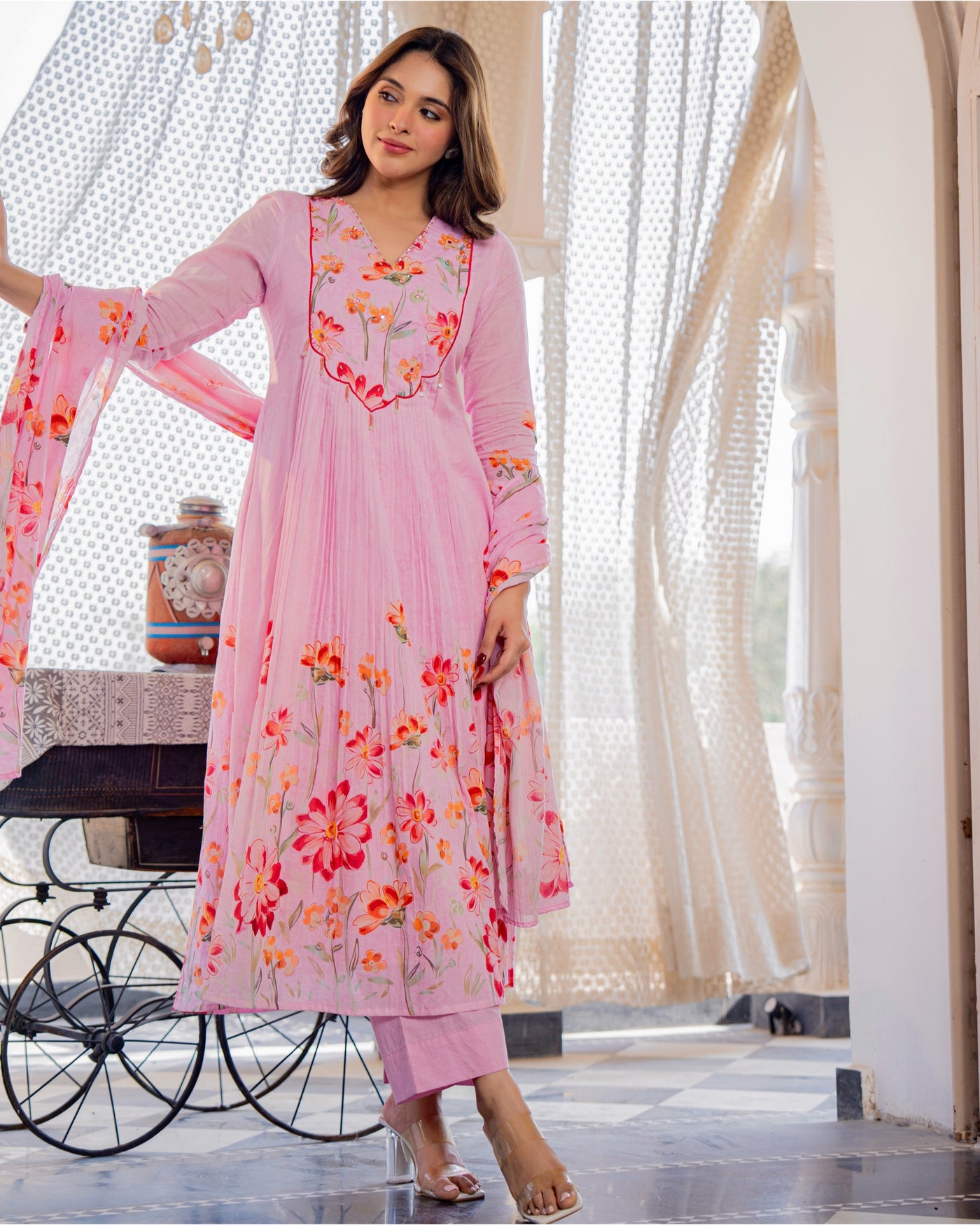 Gul-e-Rose Handwork Mul Cotton A Line Suit