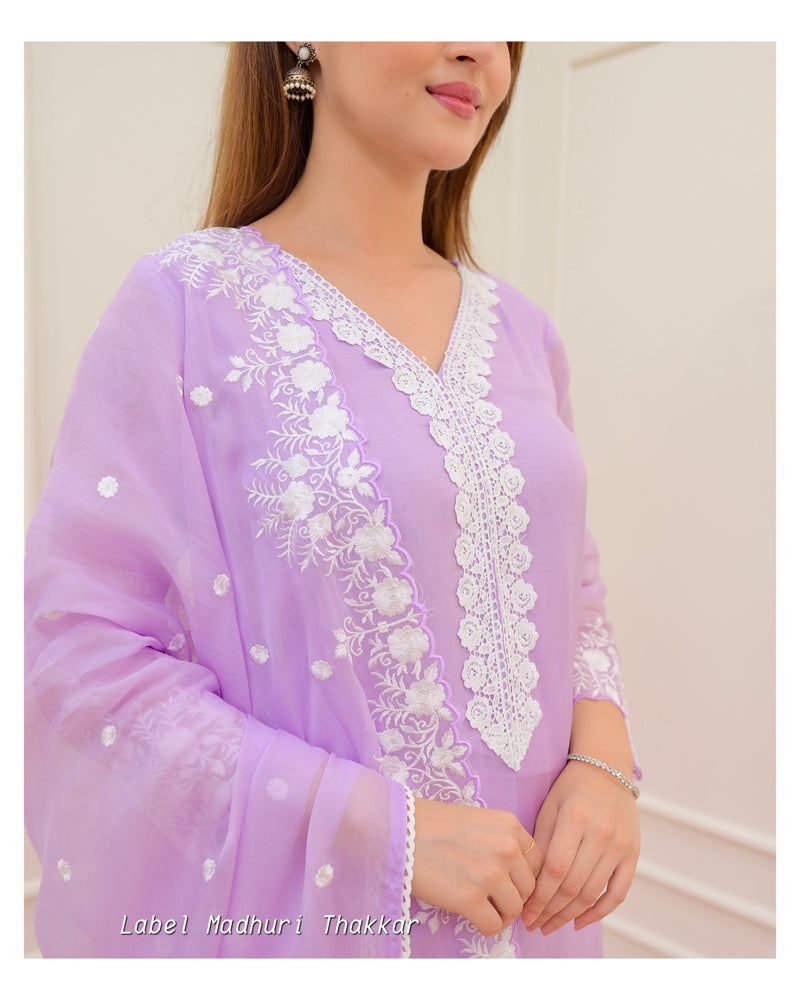 Lilac Organza Schiffli Suit