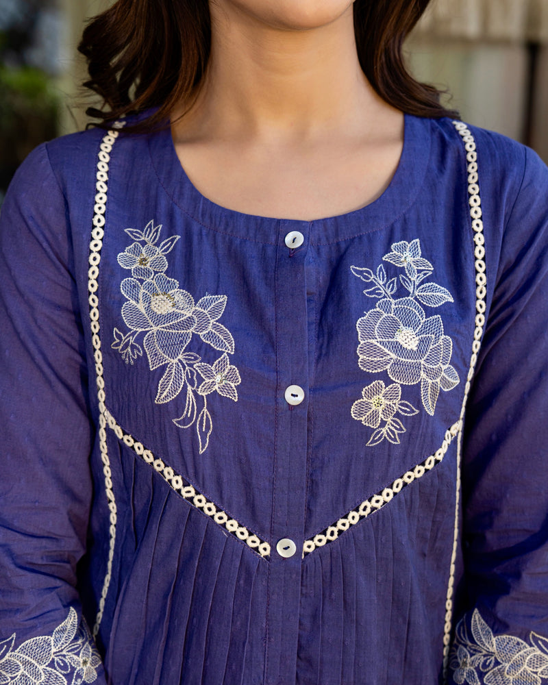 Blueberry Blossom Threaded Cotton Co-ord