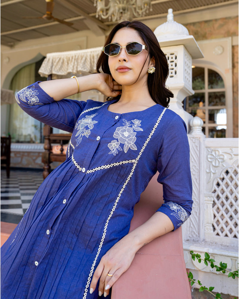 Blueberry Blossom Threaded Cotton Co-ord