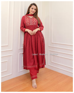 Maroon Embroidered Festive Suit