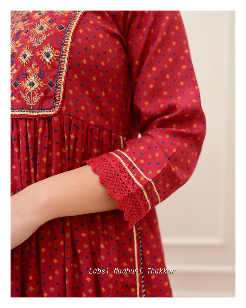 Maroon Embroidered Festive Suit