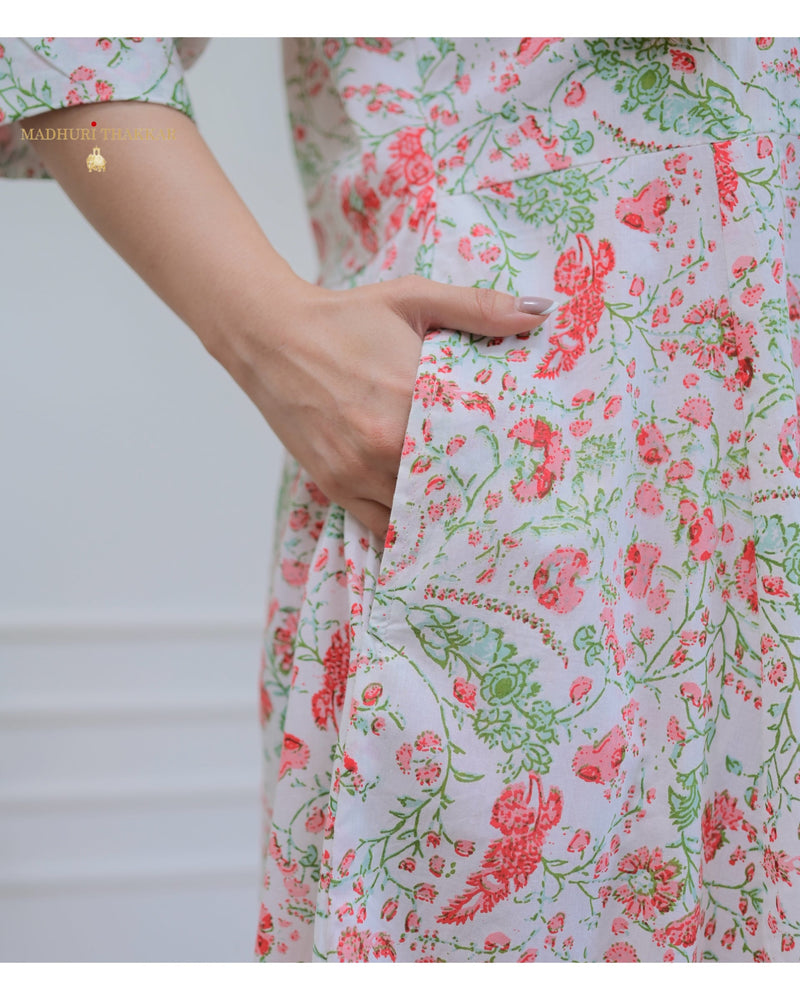 Cherry Blossom Cotton A Line Dress