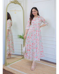 Cherry Blossom Cotton A Line Dress