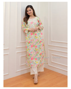 Multi Color Chikankari Kurta