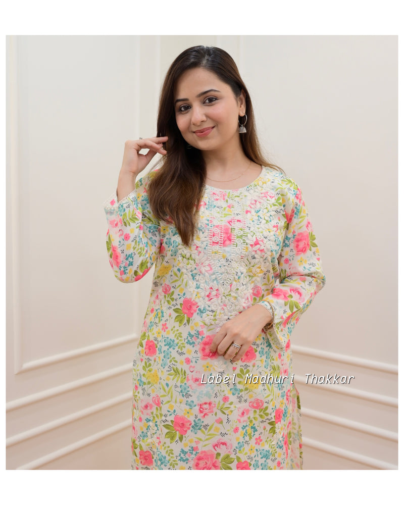 Multi Color Chikankari Kurta
