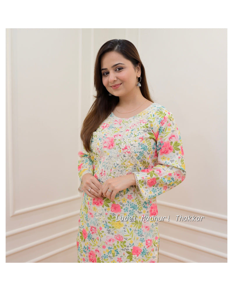 Multi Color Chikankari Kurta