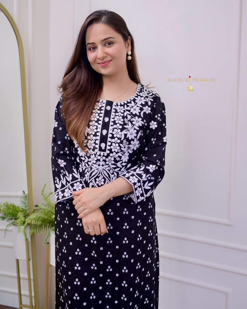 Black Chikankari Cotton Kurta