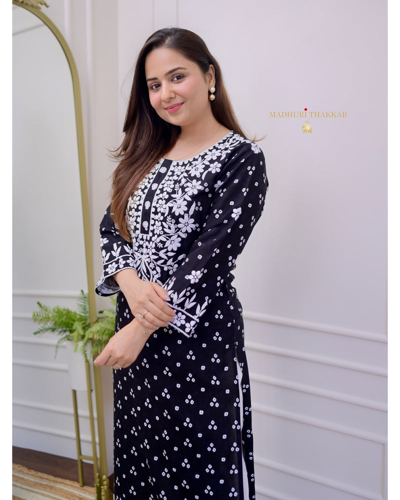 Black Chikankari Cotton Kurta