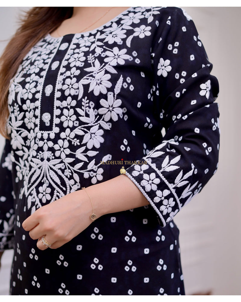 Black Chikankari Cotton Kurta