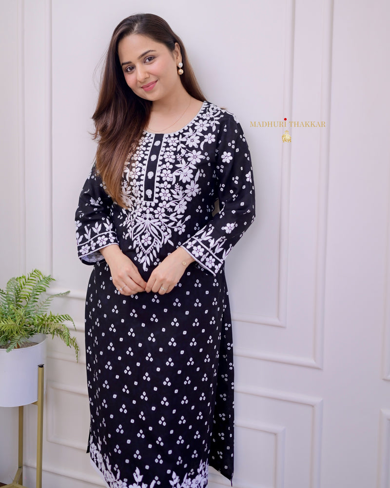 Black Chikankari Cotton Kurta