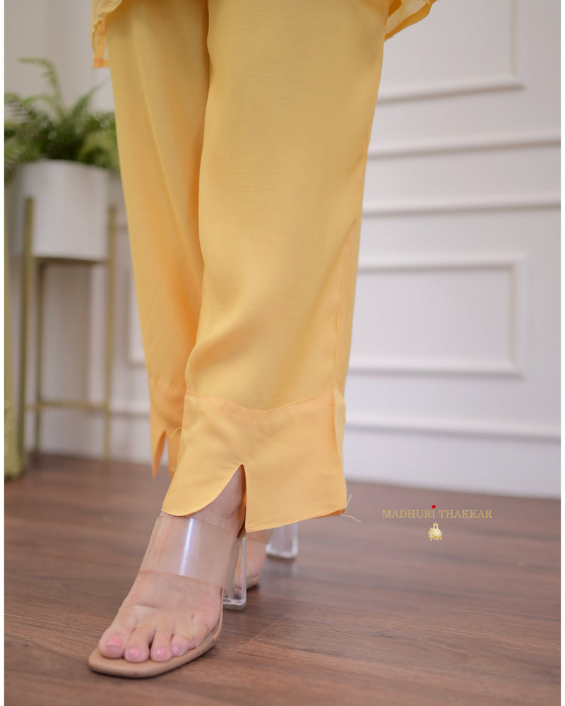 Mango Yellow Threadwork Organza Co-ord