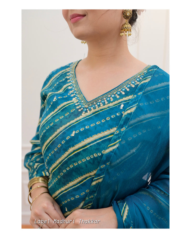 Rama Green Handwork Chinnon Afghani Suit