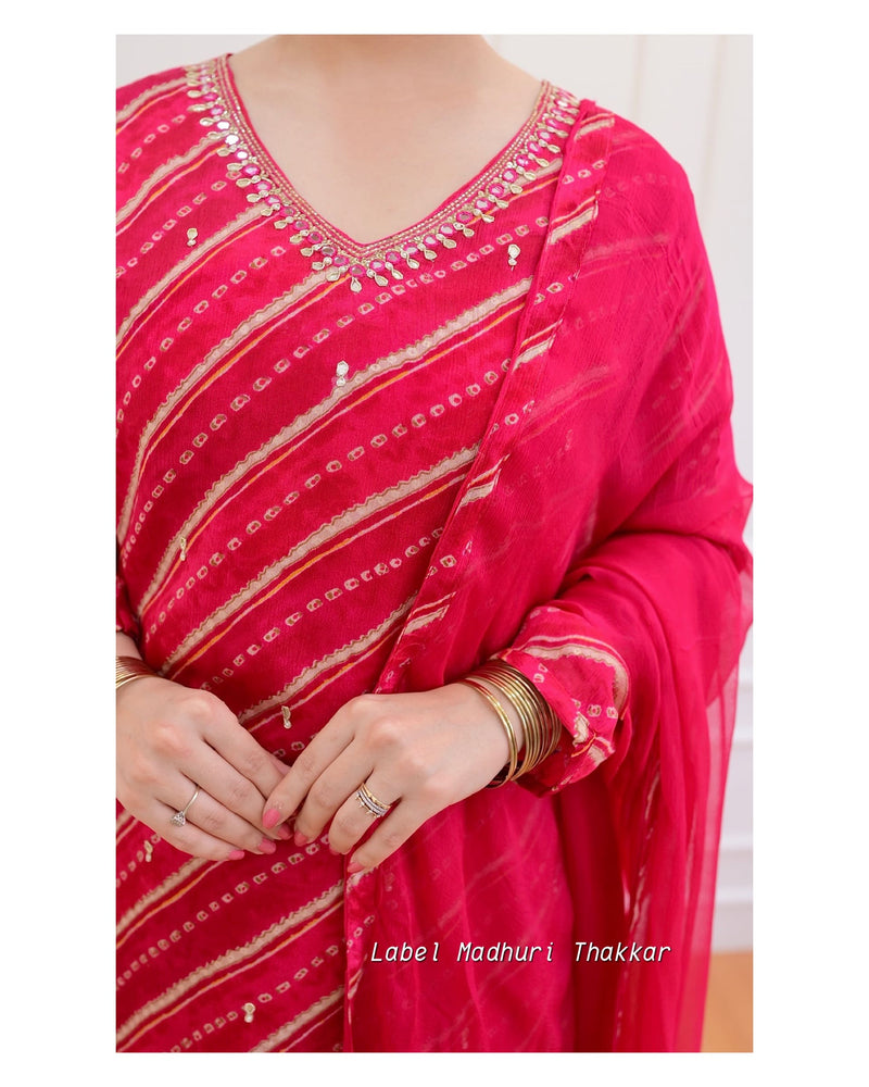 Rani Pink Handwork Chinnon Afghani Suit