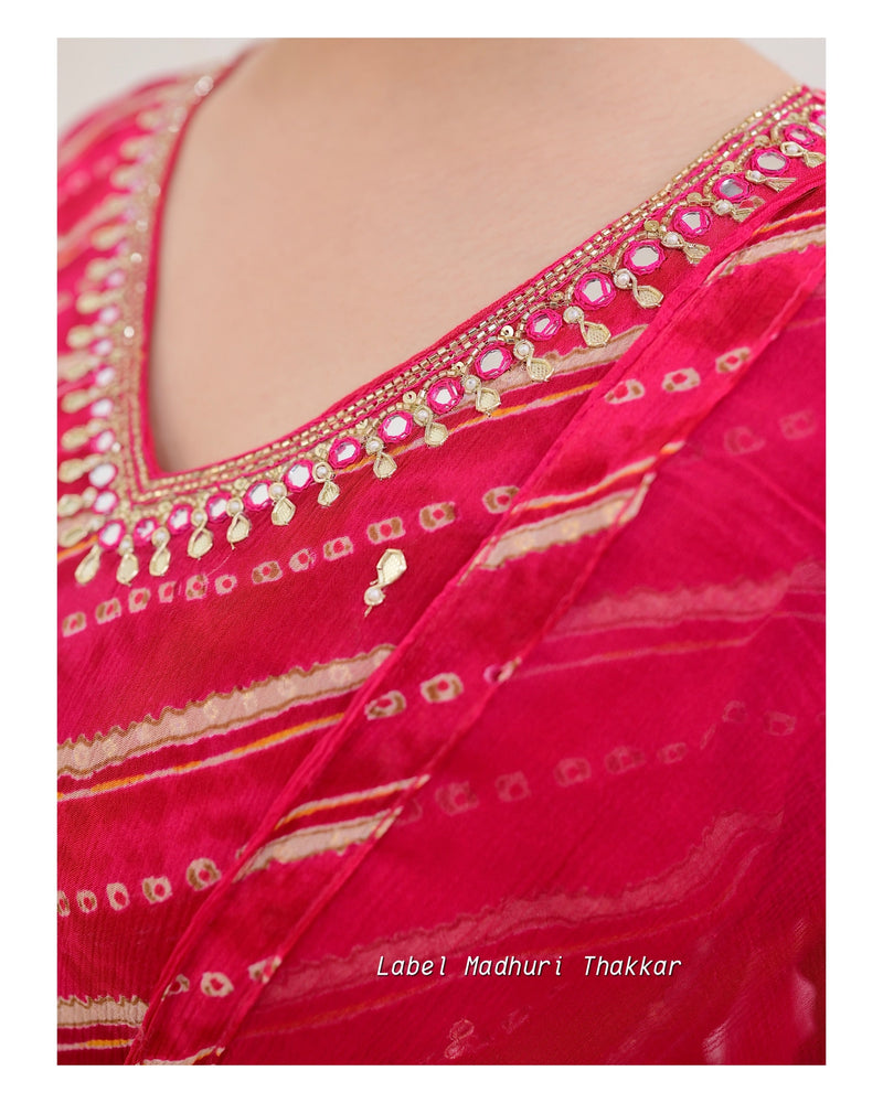 Rani Pink Handwork Chinnon Afghani Suit