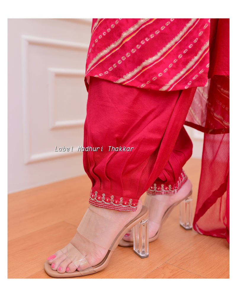 Rani Pink Handwork Chinnon Afghani Suit