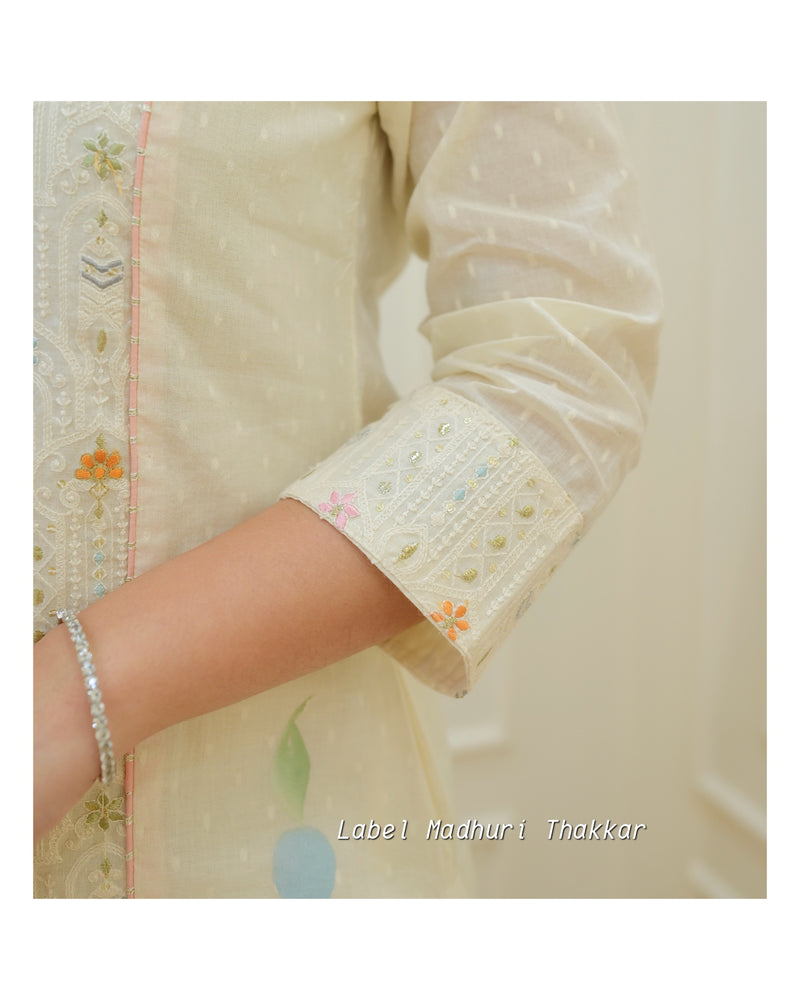 Ivory Lucknowi Handpainted Suit