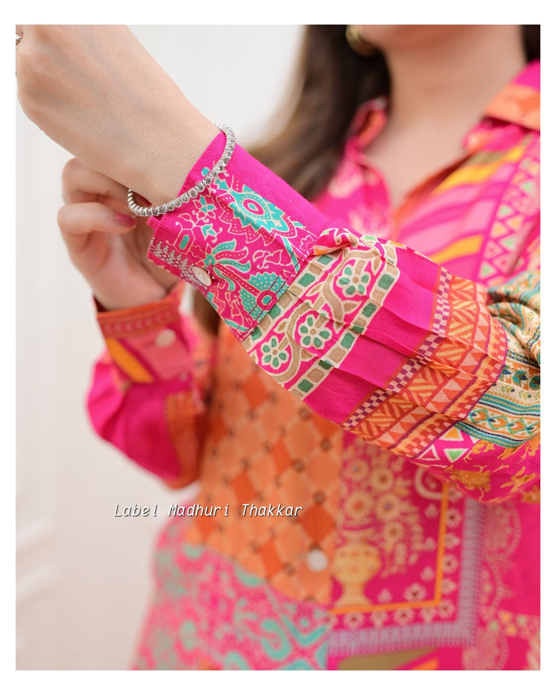Pink Patch Print Muslin Co-ord