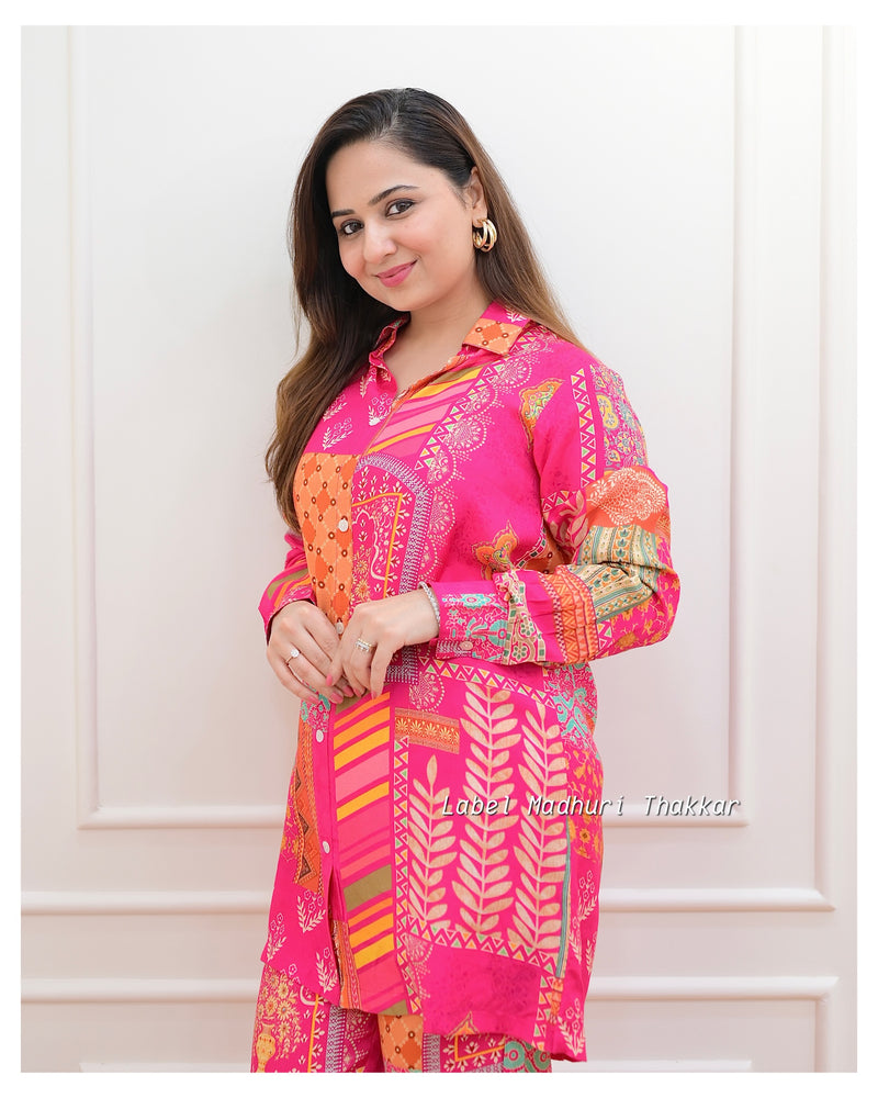 Pink Patch Print Muslin Co-ord