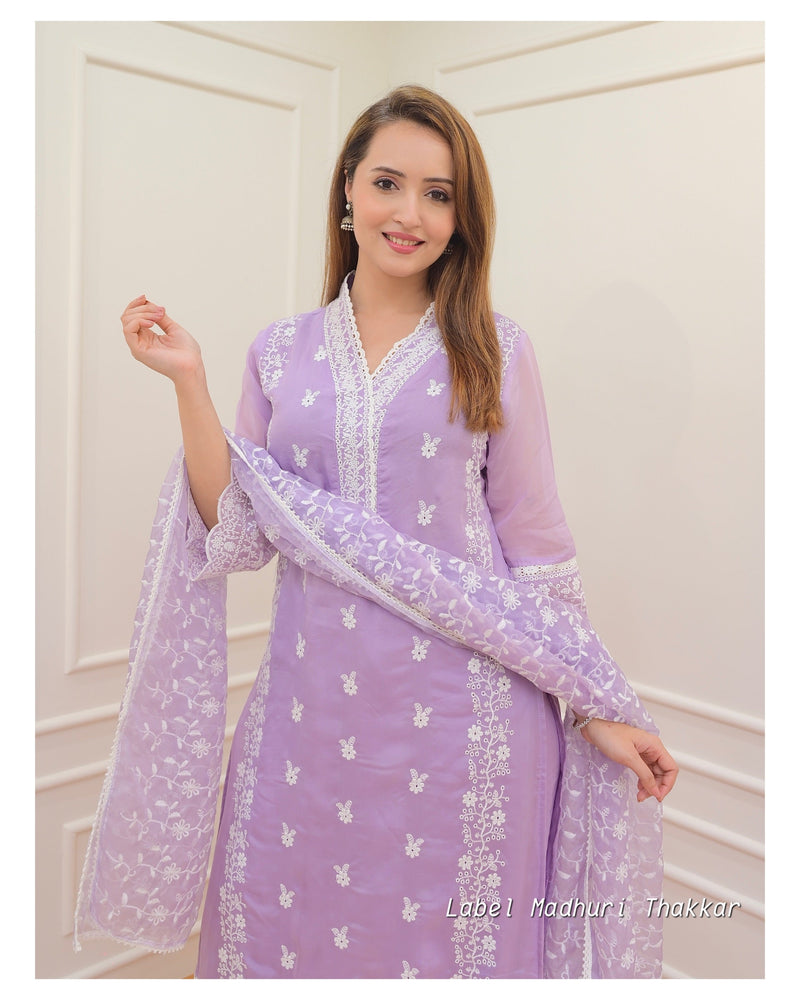 Lilac Schiffli Pakistani Suit