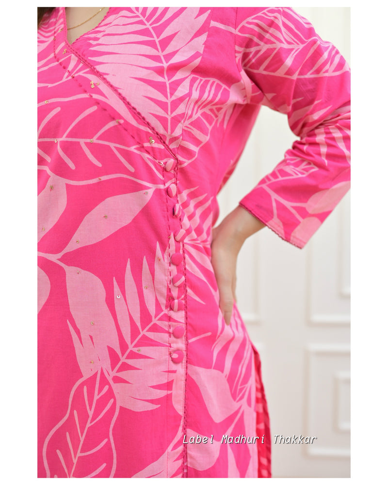 Pink Botanical Sequin Kurta Set