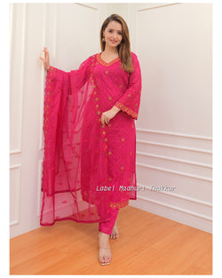 Rani Pink Georgette Schiffli Suit