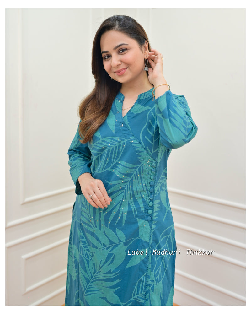 Rama Green Botanical Sequin Kurta Set
