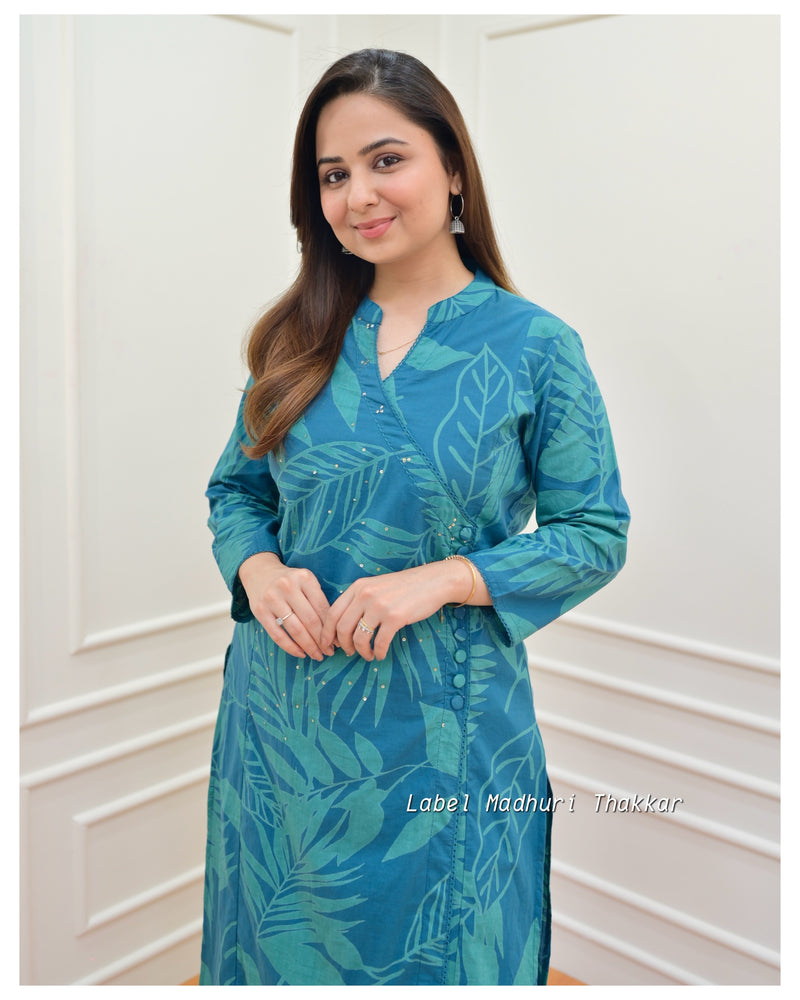 Rama Green Botanical Sequin Kurta Set