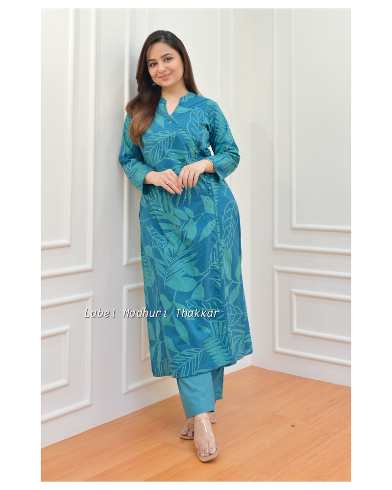 Rama Green Botanical Sequin Kurta Set