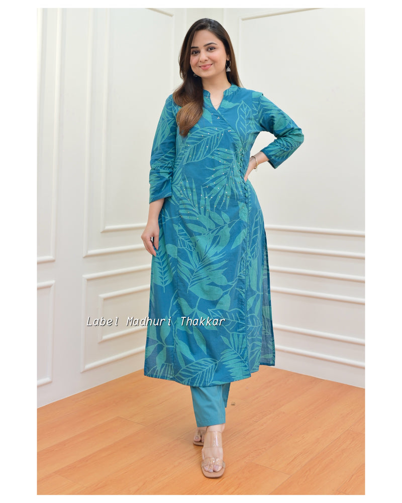 Rama Green Botanical Sequin Kurta Set