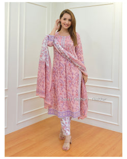 Peach Floral Kantha Suit