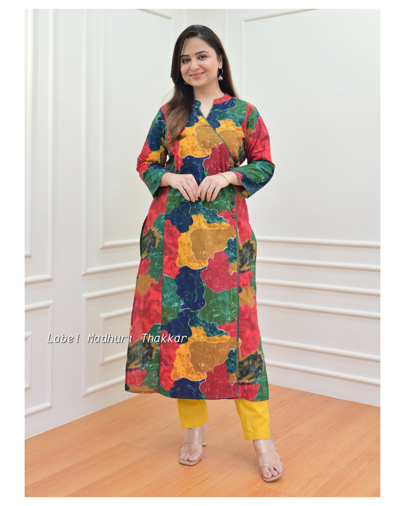 Green Multi Abstract Sequin Kurta Set