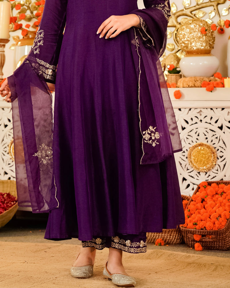 Jamuni Jashn Handwork Chanderi Silk A Line Festive Suit