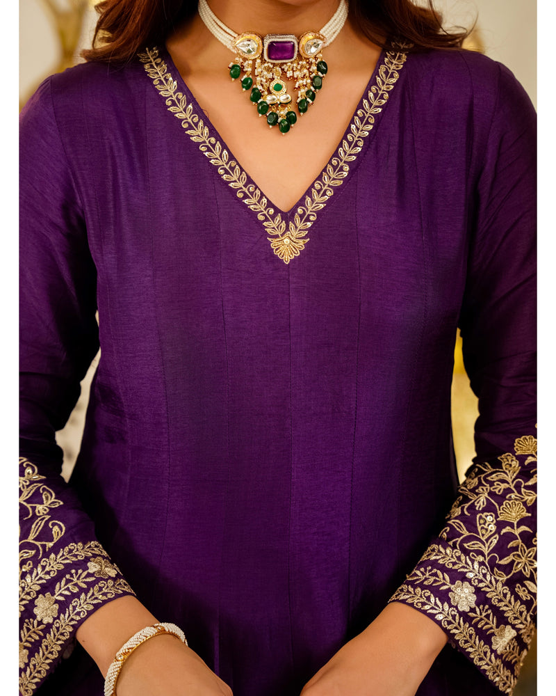 Jamuni Jashn Handwork Chanderi Silk A Line Festive Suit