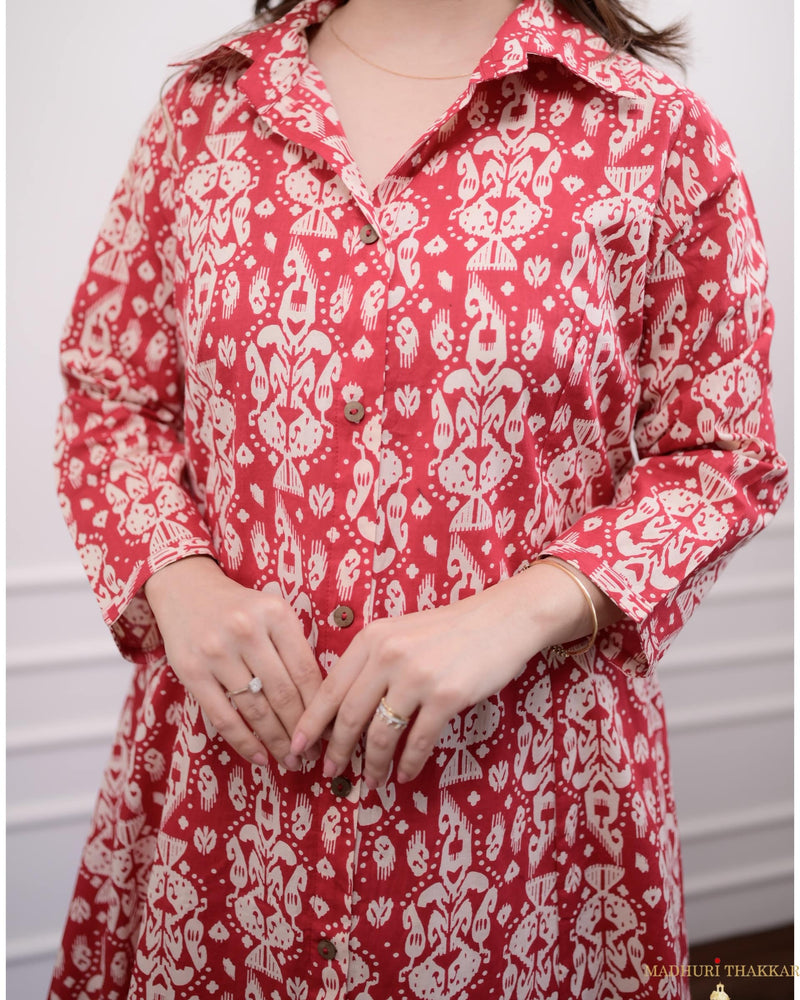Red Ivory Baroque Cotton Co-ord