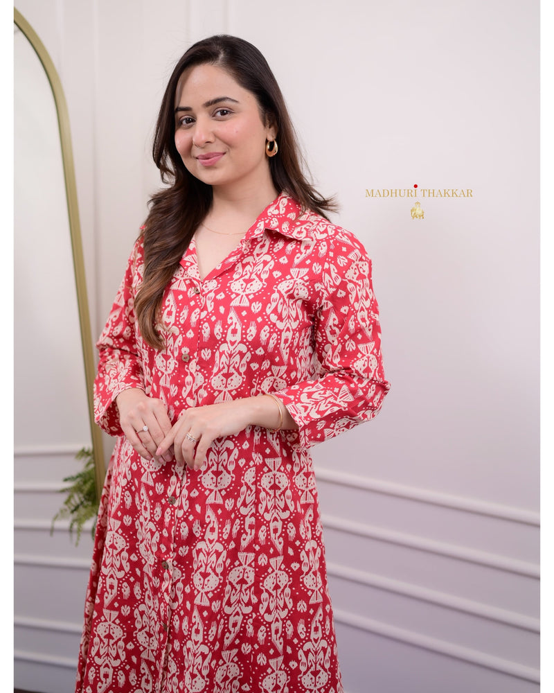 Red Ivory Baroque Cotton Co-ord