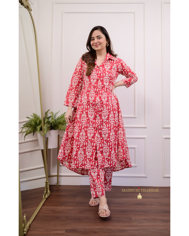Red Ivory Baroque Cotton Co-ord