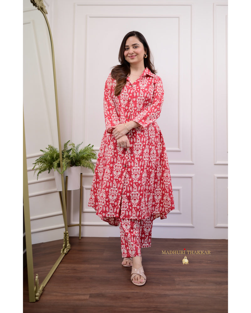 Red Ivory Baroque Cotton Co-ord