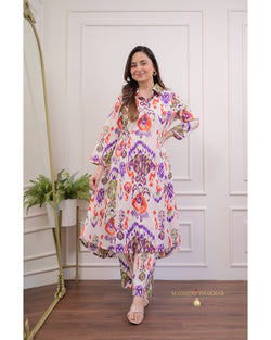 Ivory Purple Baroque Cotton Co-ord