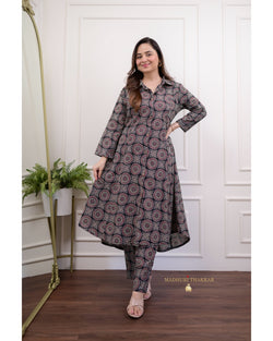Black Ajrakh Print Cotton Co-ord