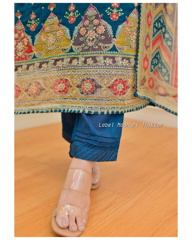 Rama Blue Handwork Organza Suit