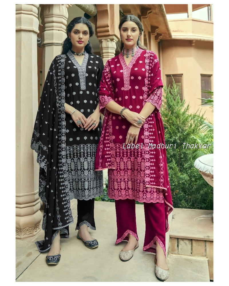Black Georgette Schiffli Suit