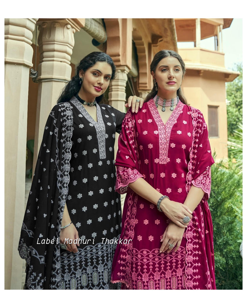 Black Georgette Schiffli Suit